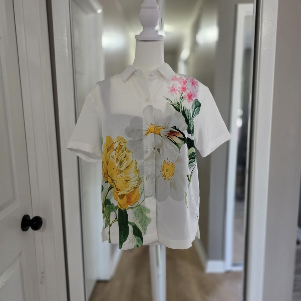 Karl Lagerfeld White Floral Button Down Shirt